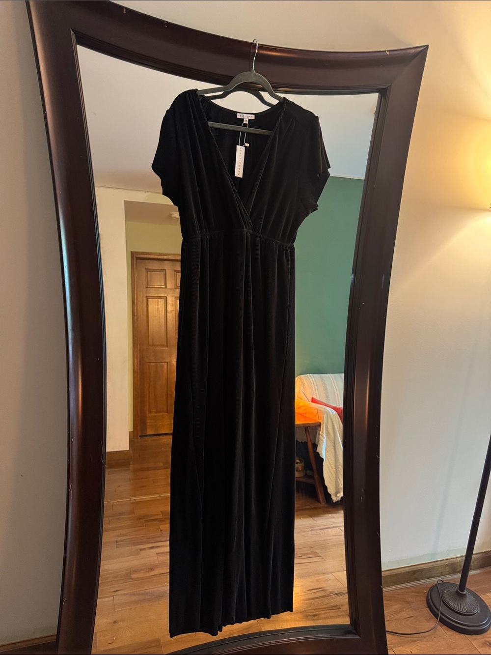 Baltic Born Black Velvet V-Neck Maxi Dress